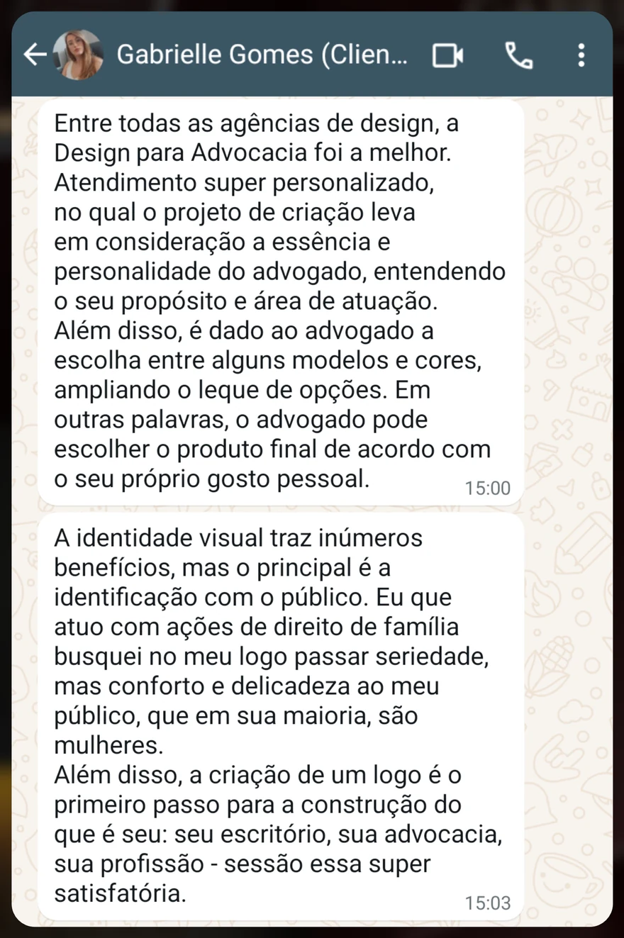 Depoimento de Gabrielle Gomes no WhatsApp